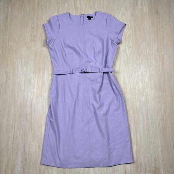 Ann Taylor Purple Belted Cap Sleeve Career Work Office Wear Sheath Dress 6 - Picture 1 of 11
